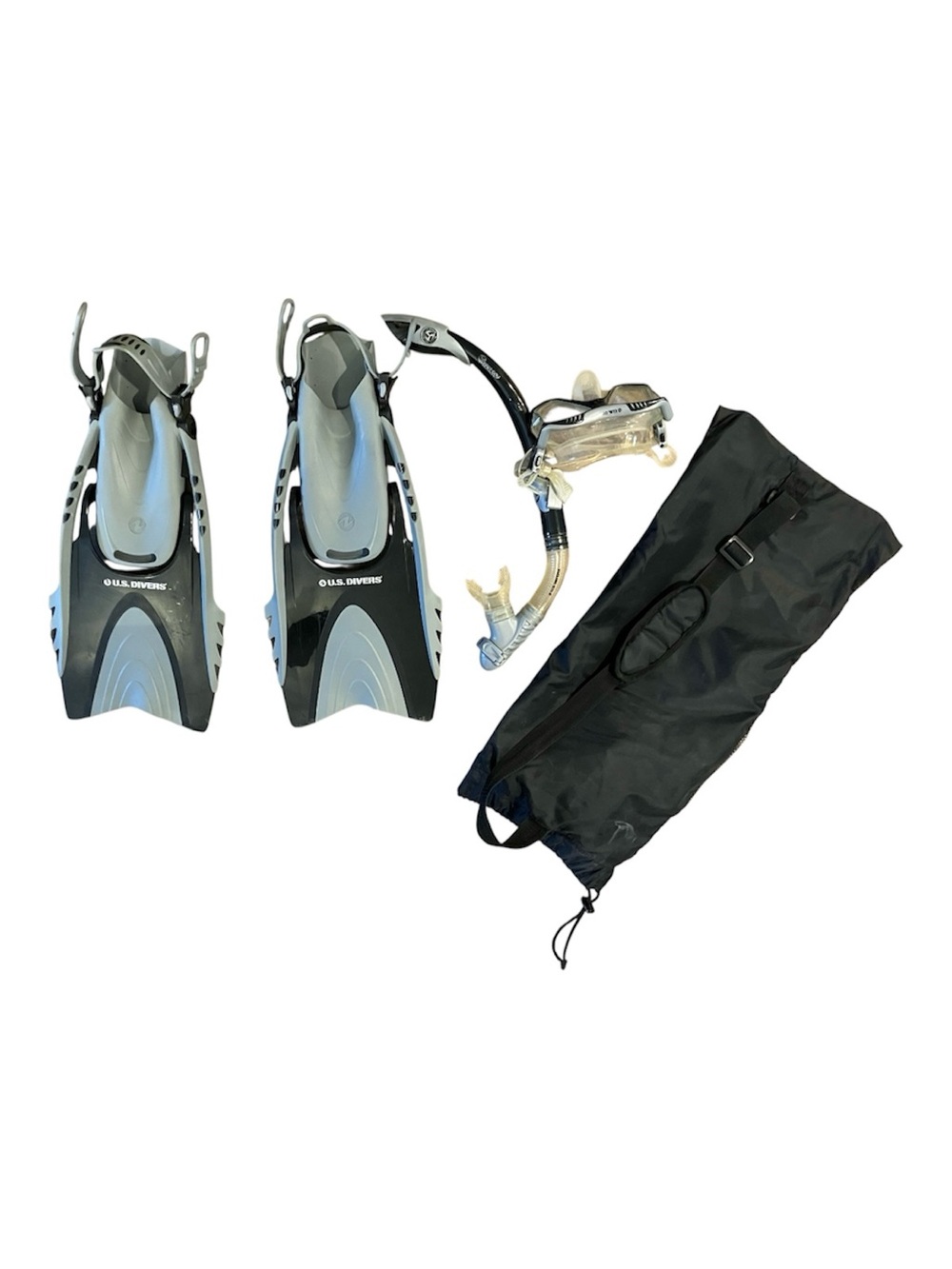 U.S. Divers Snorkel Set w/ Adjustable Fins, Dry Top Snorkel, Mask & Bag L/XL